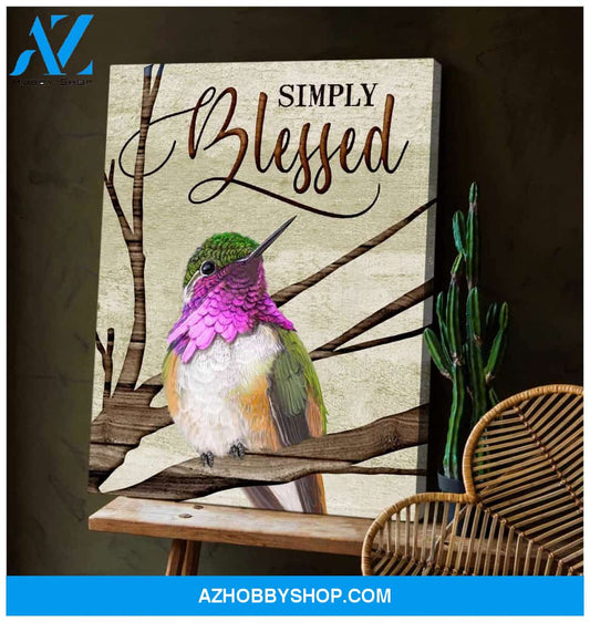 Hummingbird Simply blessed Premium Wall Art Canvas