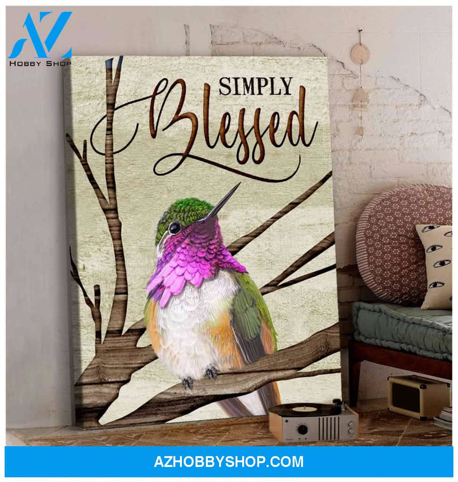 Hummingbird Simply blessed Premium Wall Art Canvas