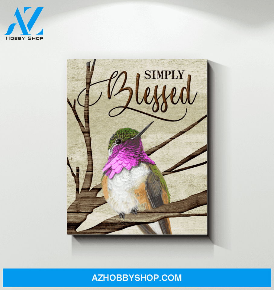 Hummingbird Simply blessed Premium Wall Art Canvas