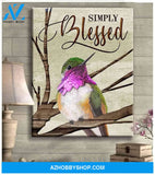 Hummingbird Simply blessed Premium Wall Art Canvas