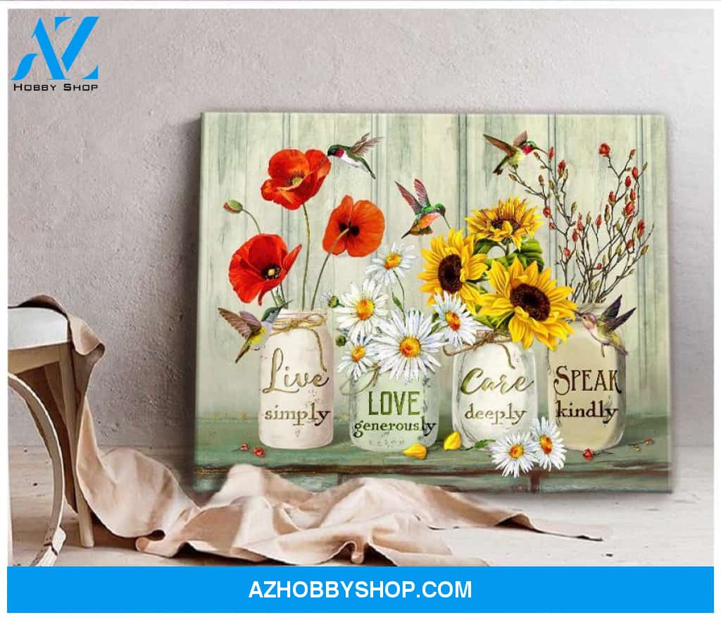 Hummingbird Speak Kindly Canvas Wall Art
