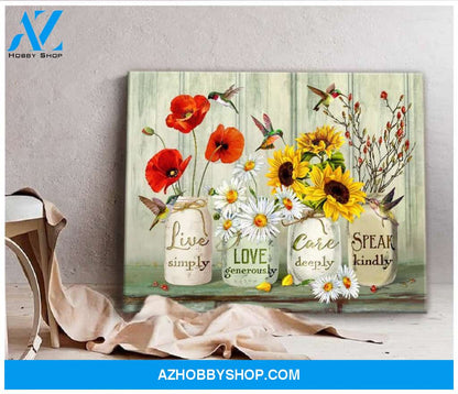 Hummingbird Speak Kindly Canvas Wall Art