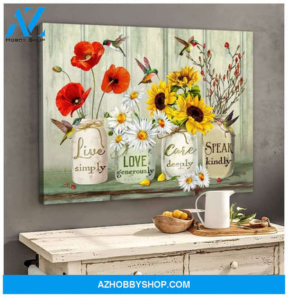 Hummingbird Speak Kindly Canvas Wall Art