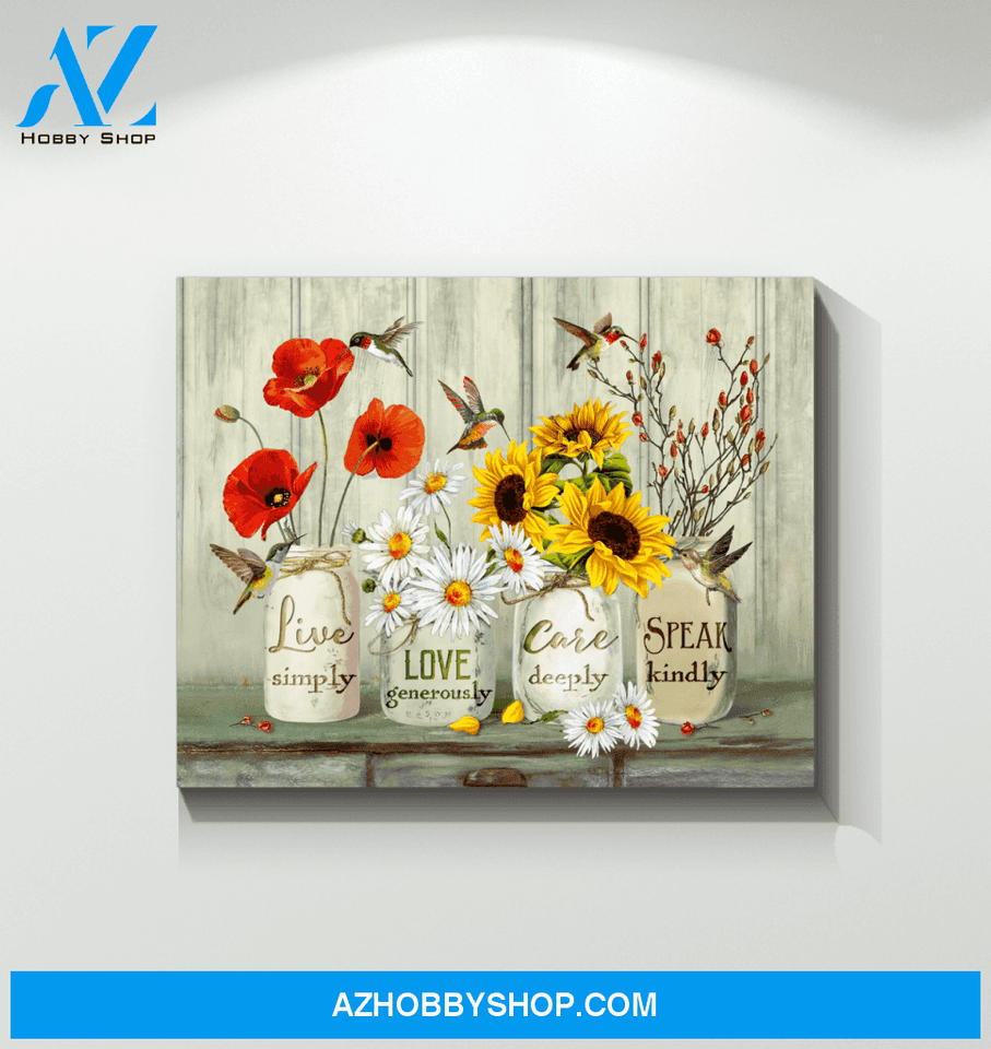 Hummingbird Speak Kindly Canvas Wall Art