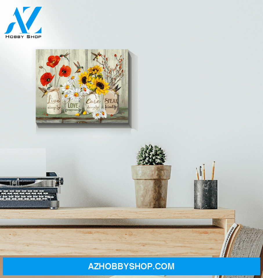 Hummingbird Speak Kindly Canvas Wall Art