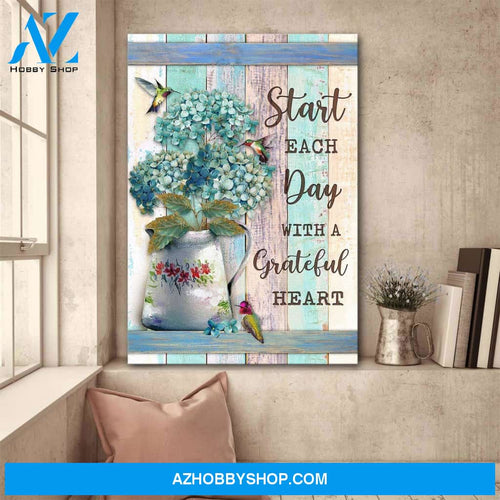 Hummingbird - Start each day with a grateful heart Jesus Portrait Canvas Prints, Wall Art