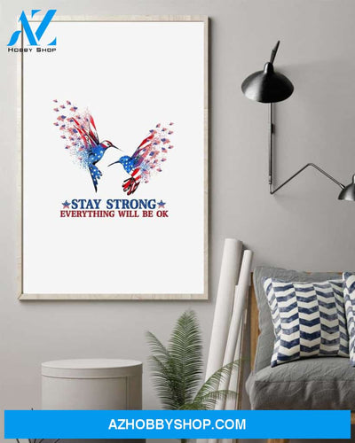 Hummingbird stay strong american poster