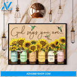 Hummingbird Sunflower God Says You Are Unique Special Canvas And Poster, Wall Decor Visual Art