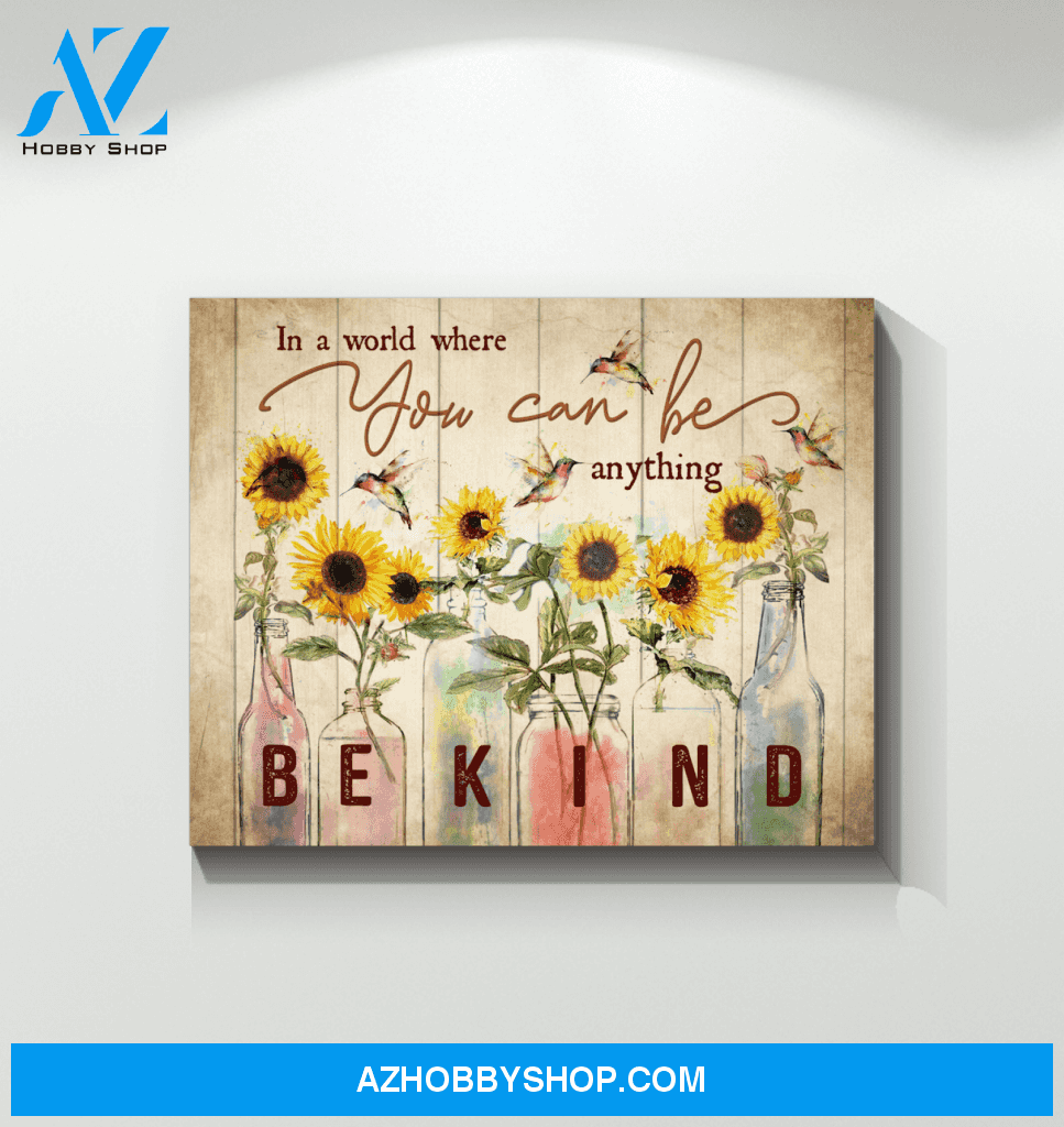 Hummingbird Sunflower In A World Canvas Wall Art