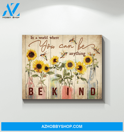 Hummingbird Sunflower In A World Canvas Wall Art