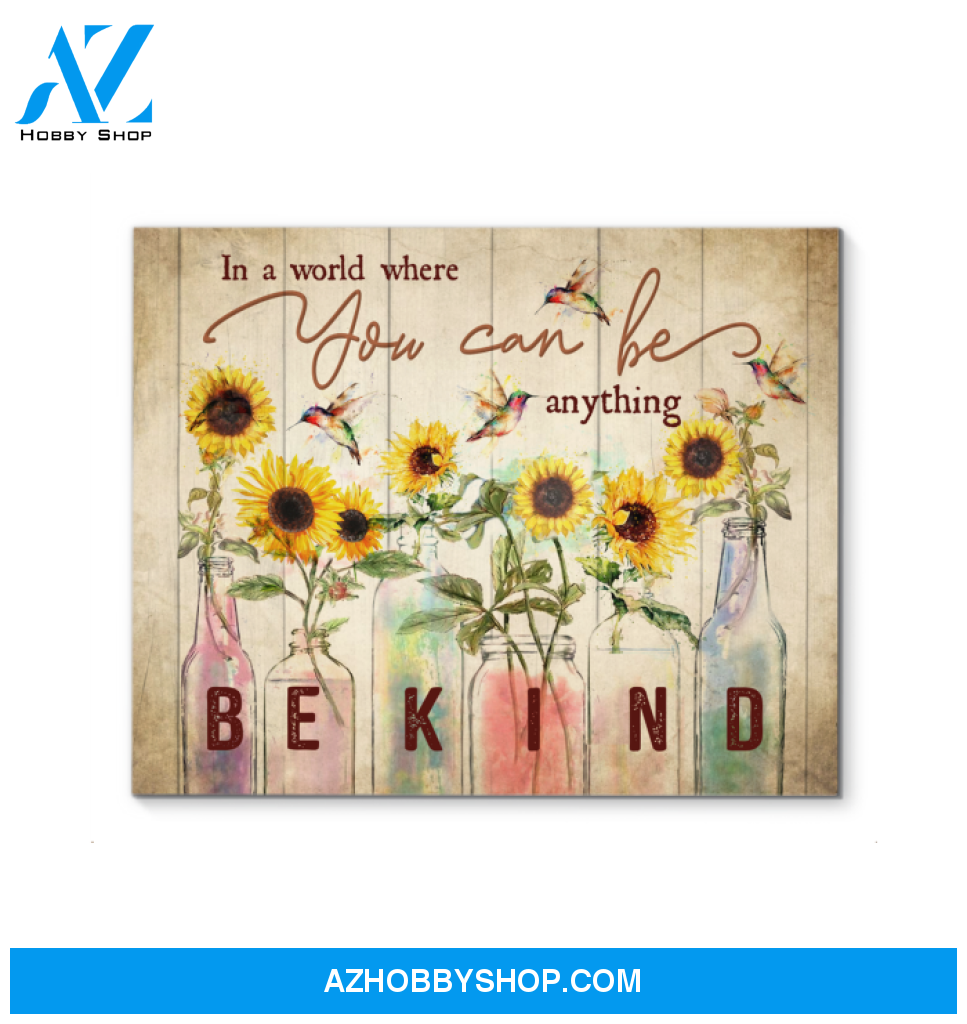 Hummingbird Sunflower In A World Canvas Wall Art
