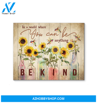 Hummingbird Sunflower In A World Canvas Wall Art