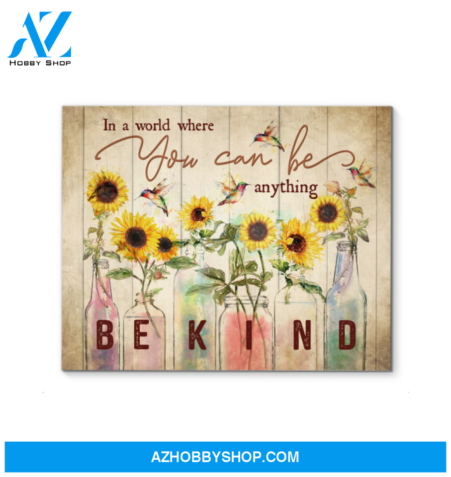 Hummingbird Sunflower In A World Canvas Wall Art