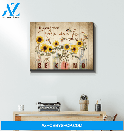 Hummingbird Sunflower In A World Canvas Wall Art