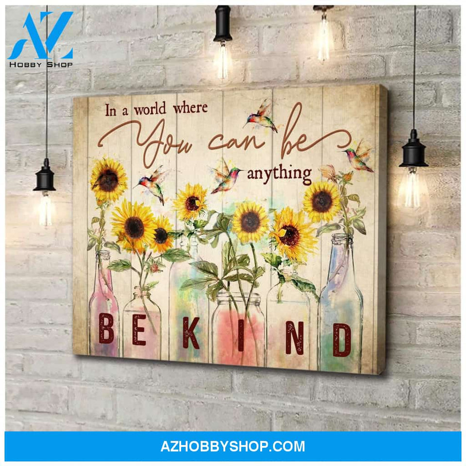 Hummingbird Sunflower In A World Canvas Wall Art