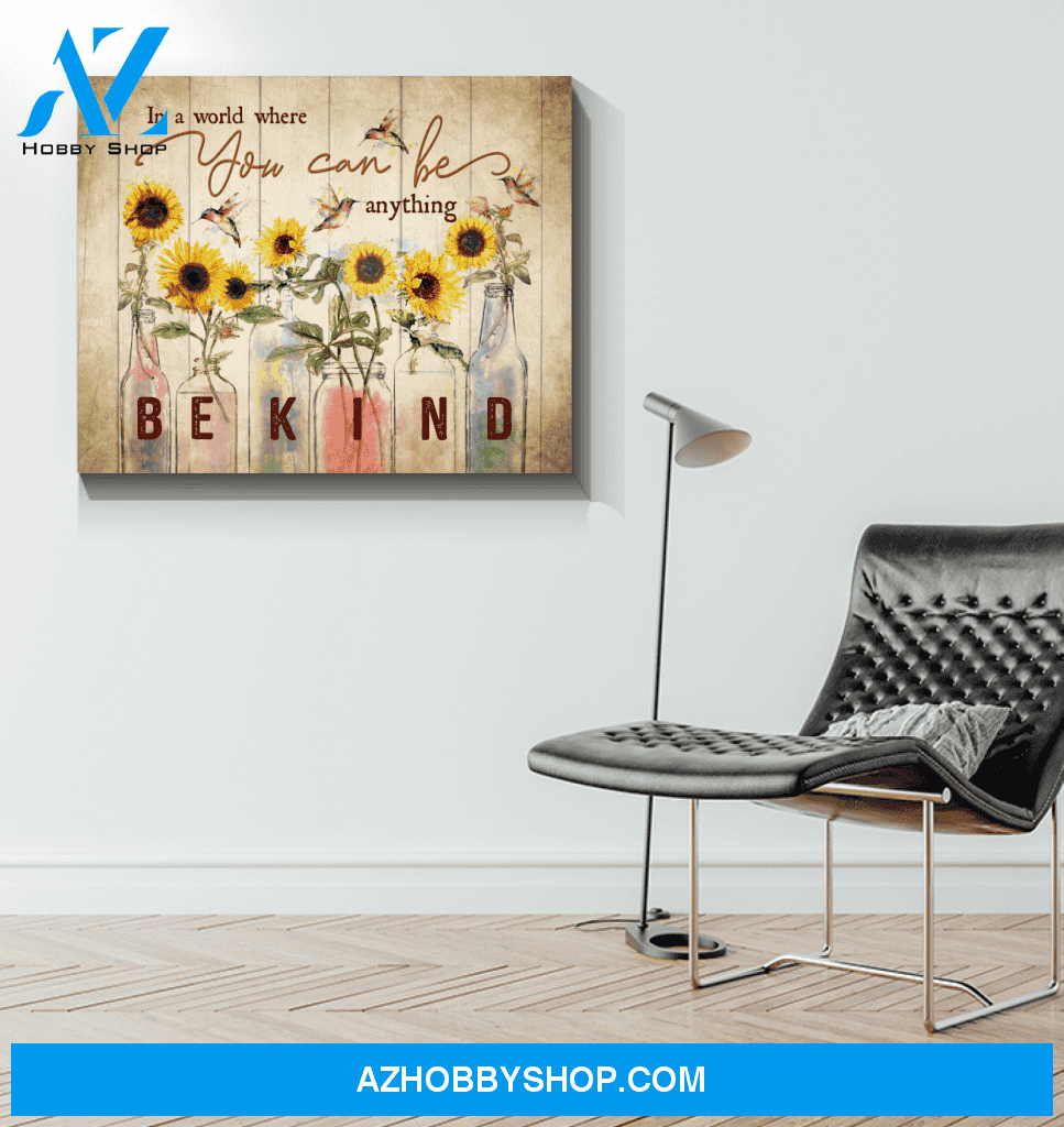 Hummingbird Sunflower In A World Canvas Wall Art
