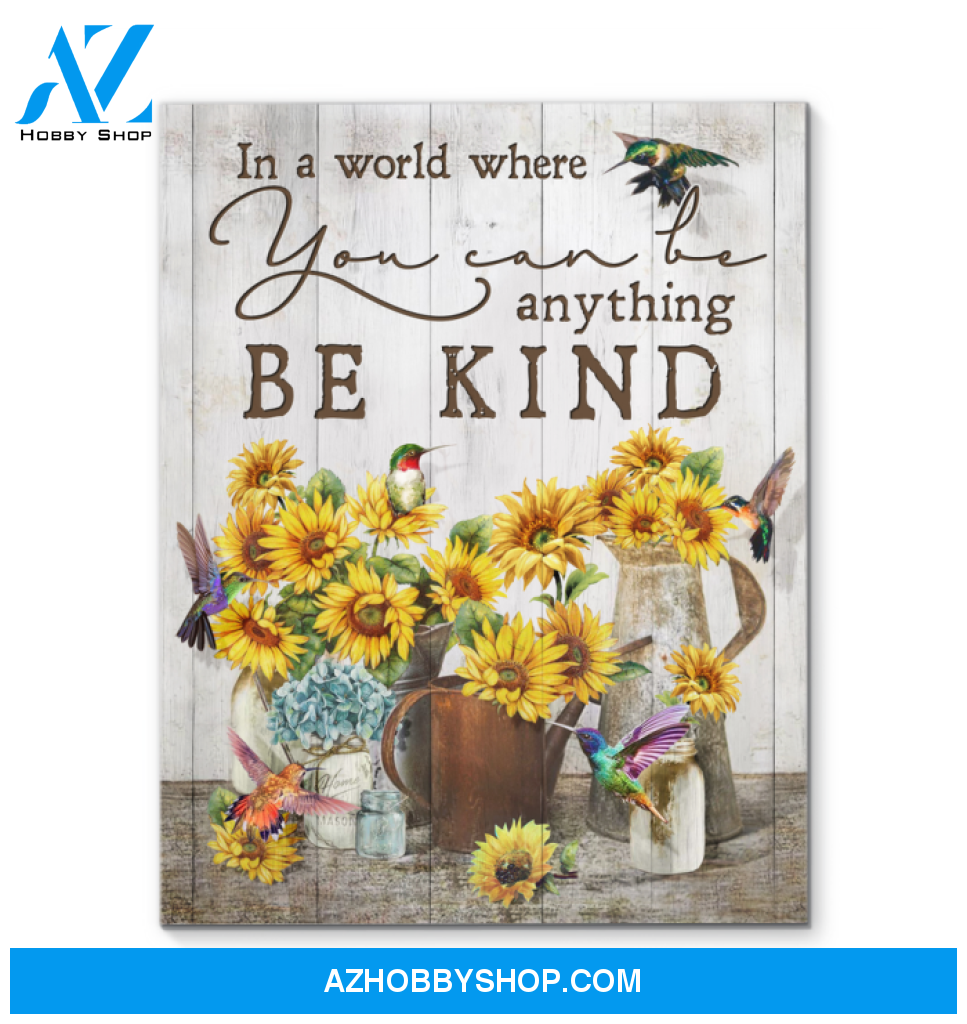 Hummingbird + Sunflower Premium Wall Art Canvas