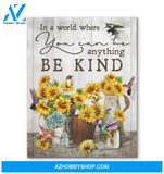 Hummingbird + Sunflower Premium Wall Art Canvas