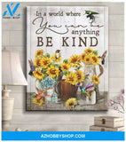 Hummingbird + Sunflower Premium Wall Art Canvas