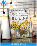 Hummingbird + Sunflower Premium Wall Art Canvas