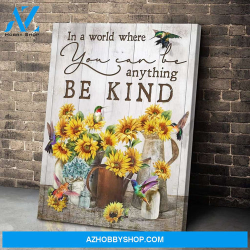 Hummingbird + Sunflower Premium Wall Art Canvas