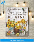 Hummingbird + Sunflower Premium Wall Art Canvas