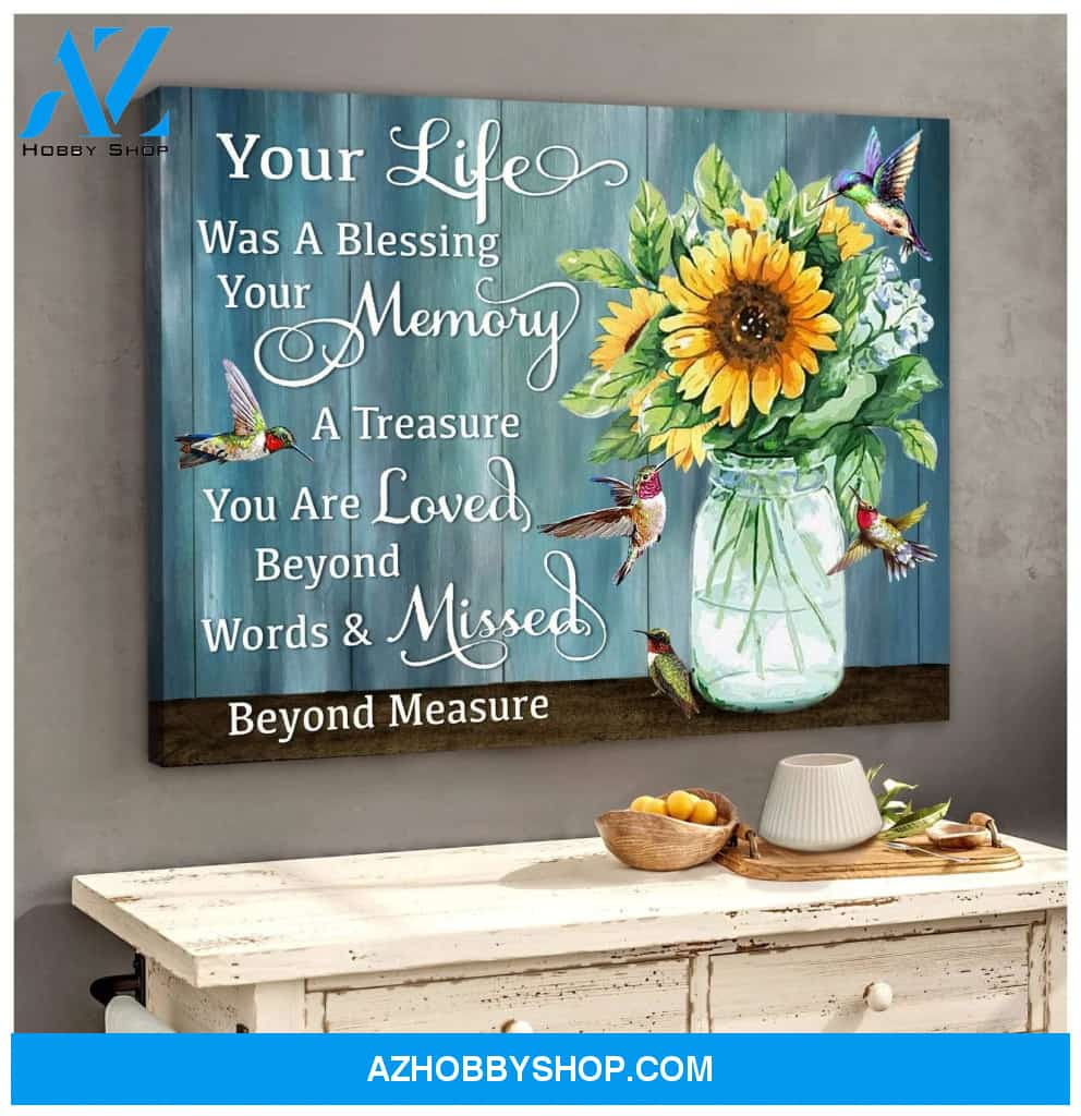 Hummingbird, Sunflower Your Life Canvas Wall Art