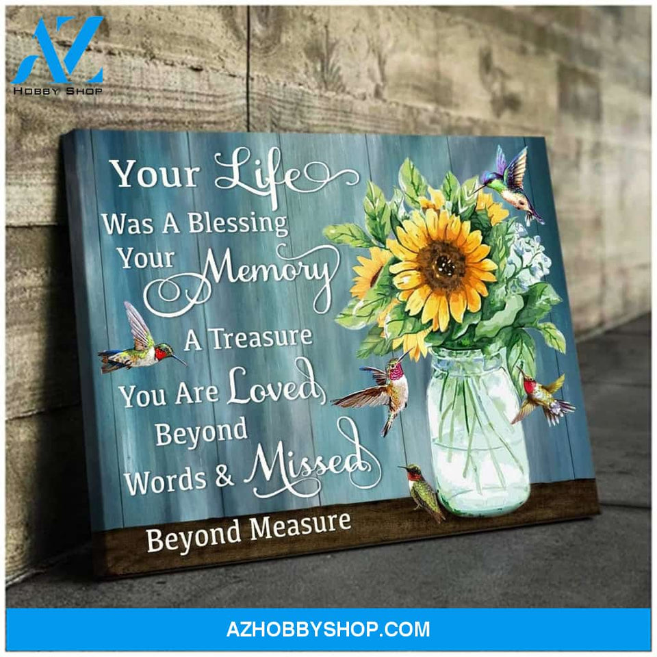 Hummingbird, Sunflower Your Life Canvas Wall Art
