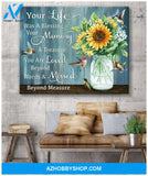 Hummingbird, Sunflower Your Life Canvas Wall Art