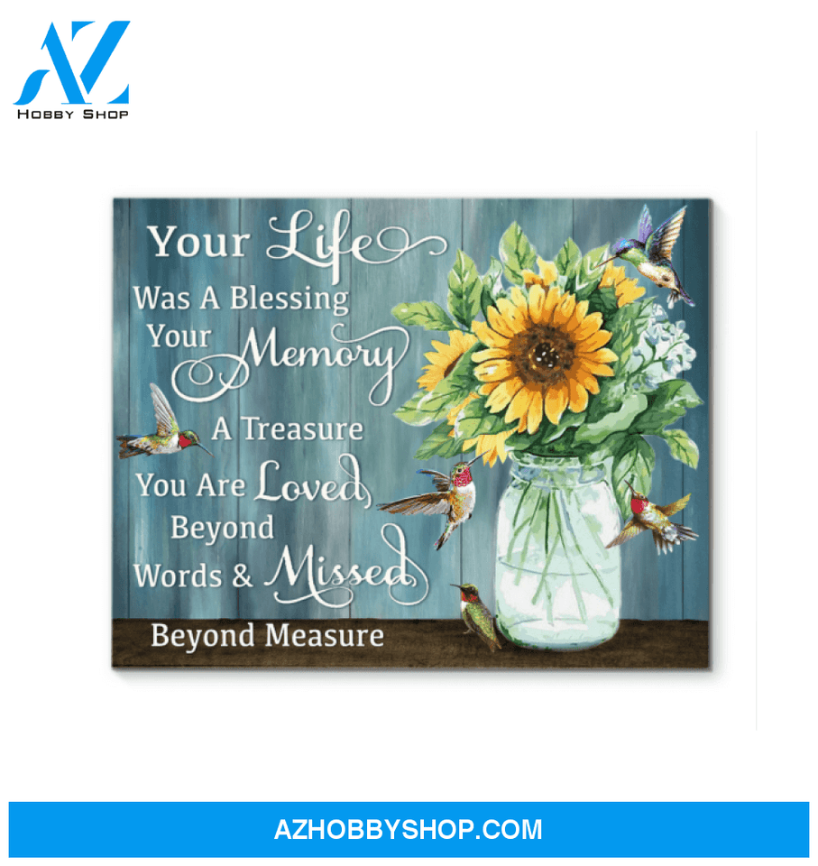 Hummingbird, Sunflower Your Life Canvas Wall Art
