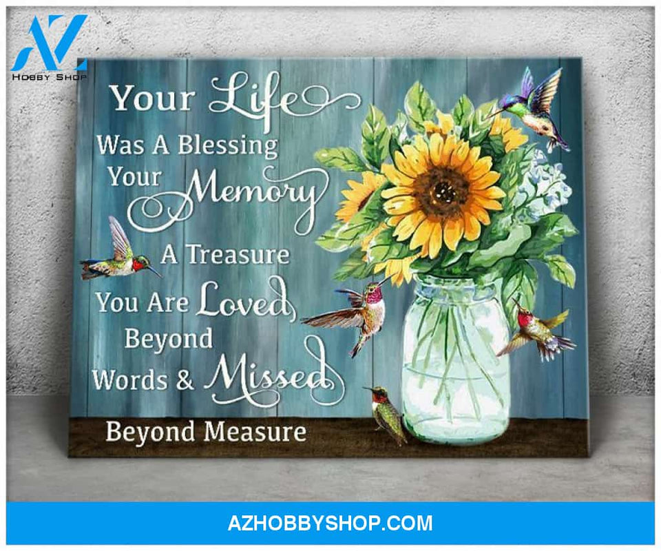 Hummingbird, Sunflower Your Life Canvas Wall Art