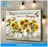 Hummingbird Sunflowers Make It Amazing Canvas Wall Art