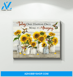 Hummingbird Sunflowers Make It Amazing Canvas Wall Art