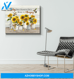 Hummingbird Sunflowers Make It Amazing Canvas Wall Art