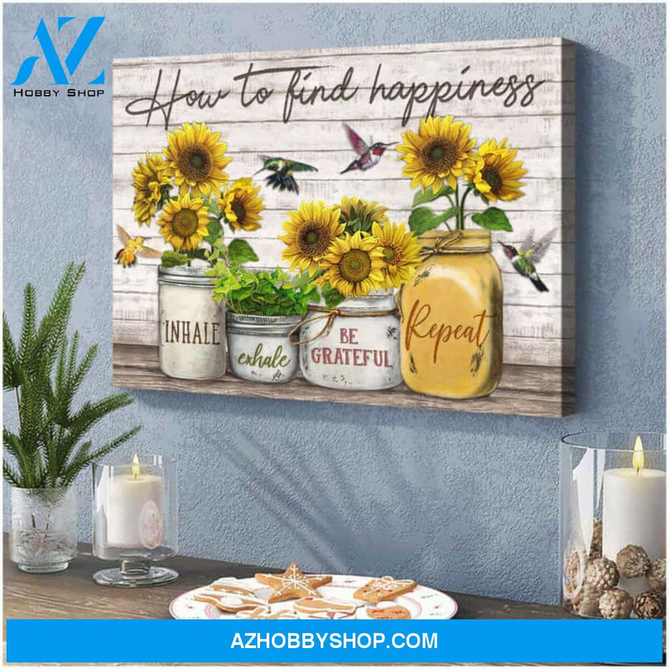 Hummingbird & Sunflowers Premium Canvas Wall Art