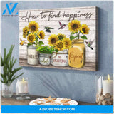 Hummingbird & Sunflowers Premium Canvas Wall Art