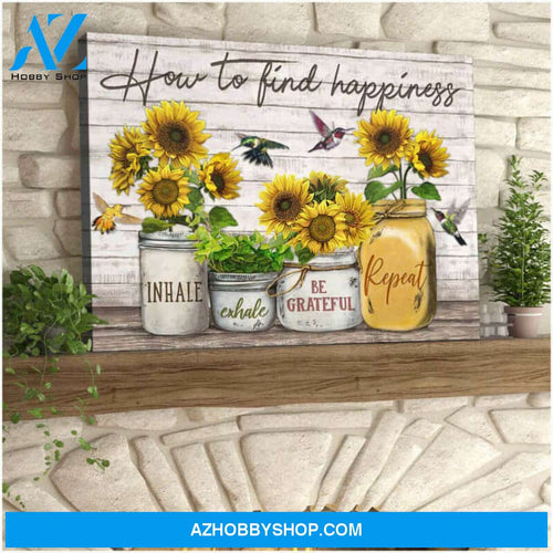 Hummingbird & Sunflowers Premium Canvas Wall Art