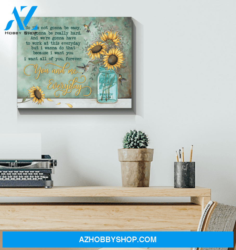 Hummingbird Sunflowers Premium Wall Art Canvas - You And Me Everyday Premium Canvas
