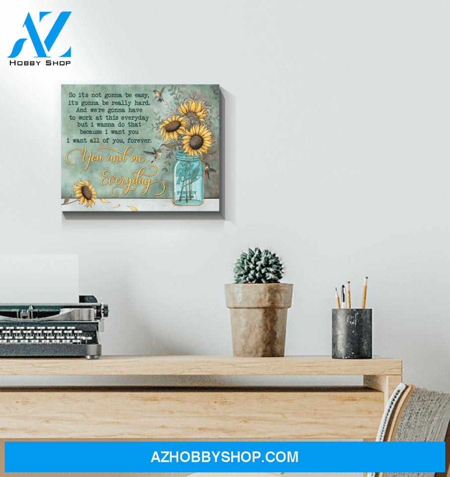 Hummingbird Sunflowers Premium Wall Art Canvas - You And Me Everyday Premium Canvas