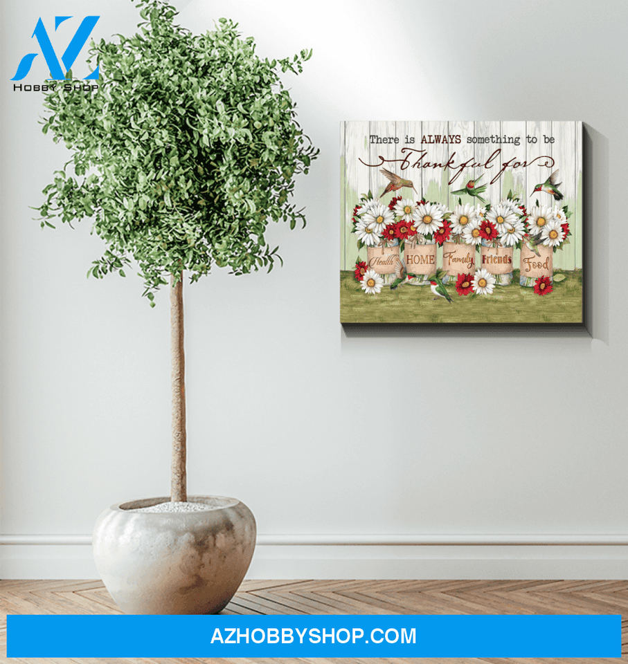 Hummingbird Thankful Canvas Wall Art