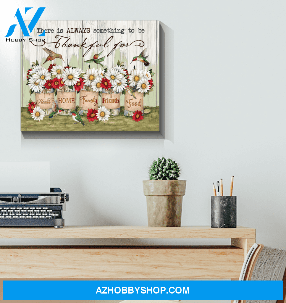 Hummingbird Thankful Canvas Wall Art