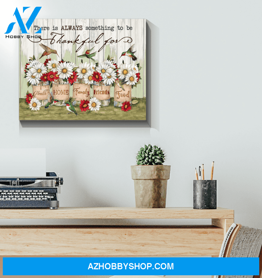 Hummingbird Thankful Canvas Wall Art