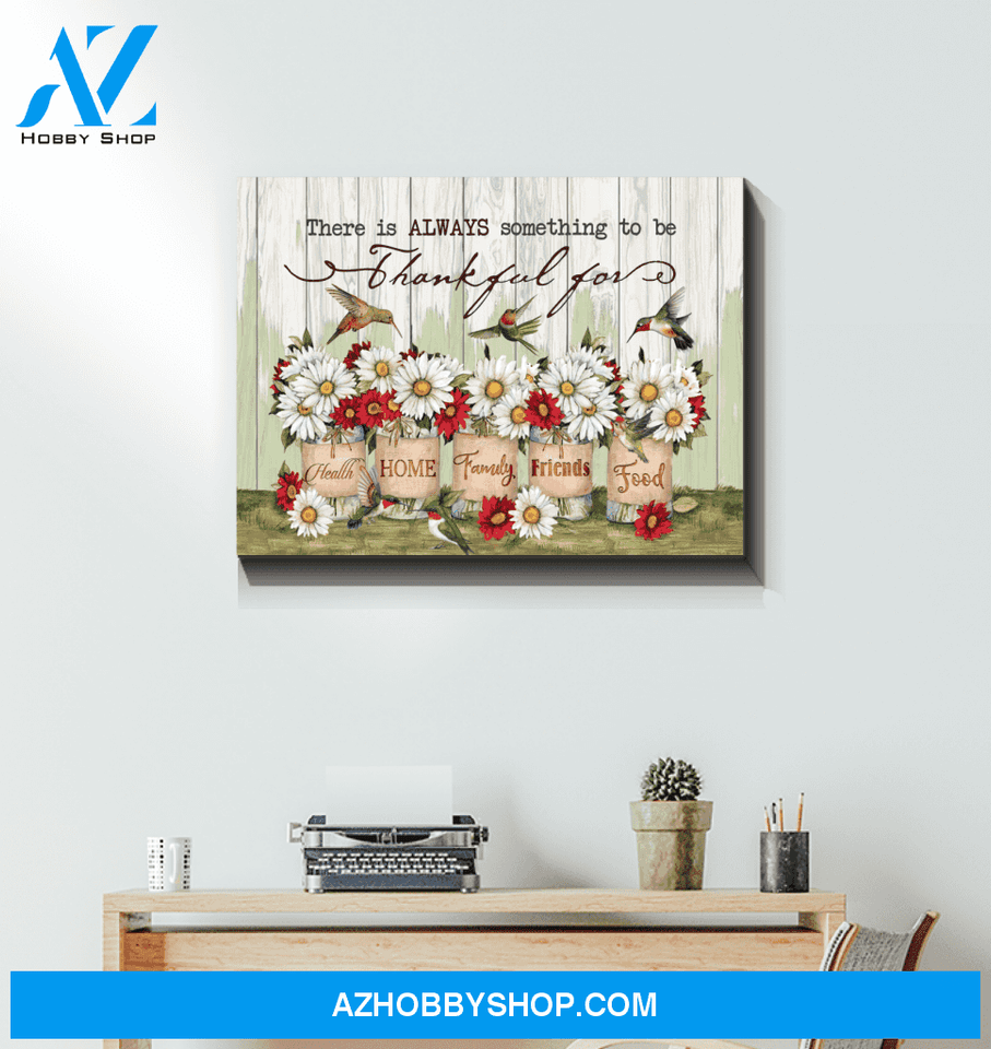 Hummingbird Thankful Canvas Wall Art