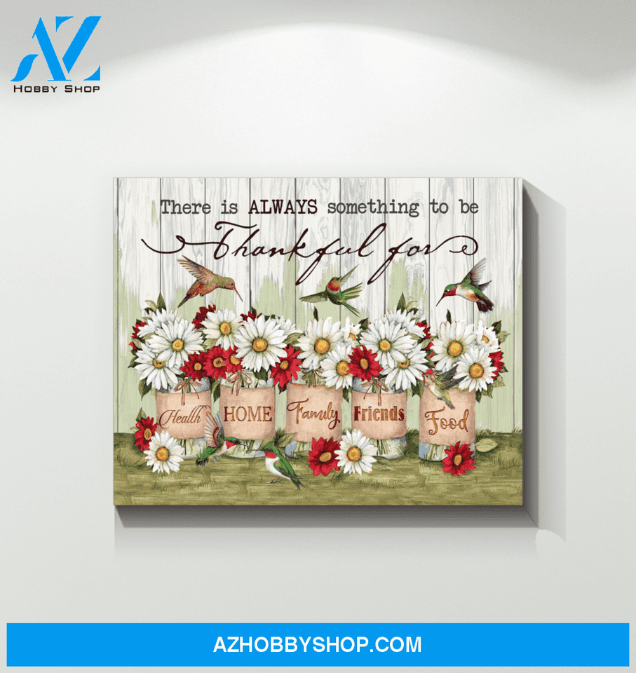 Hummingbird Thankful Canvas Wall Art
