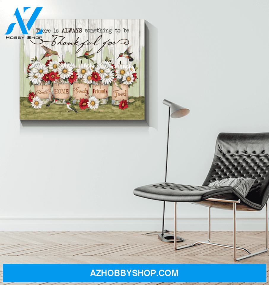 Hummingbird Thankful Canvas Wall Art