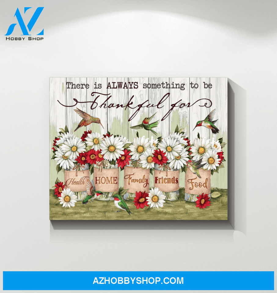 Hummingbird Thankful Canvas Wall Art