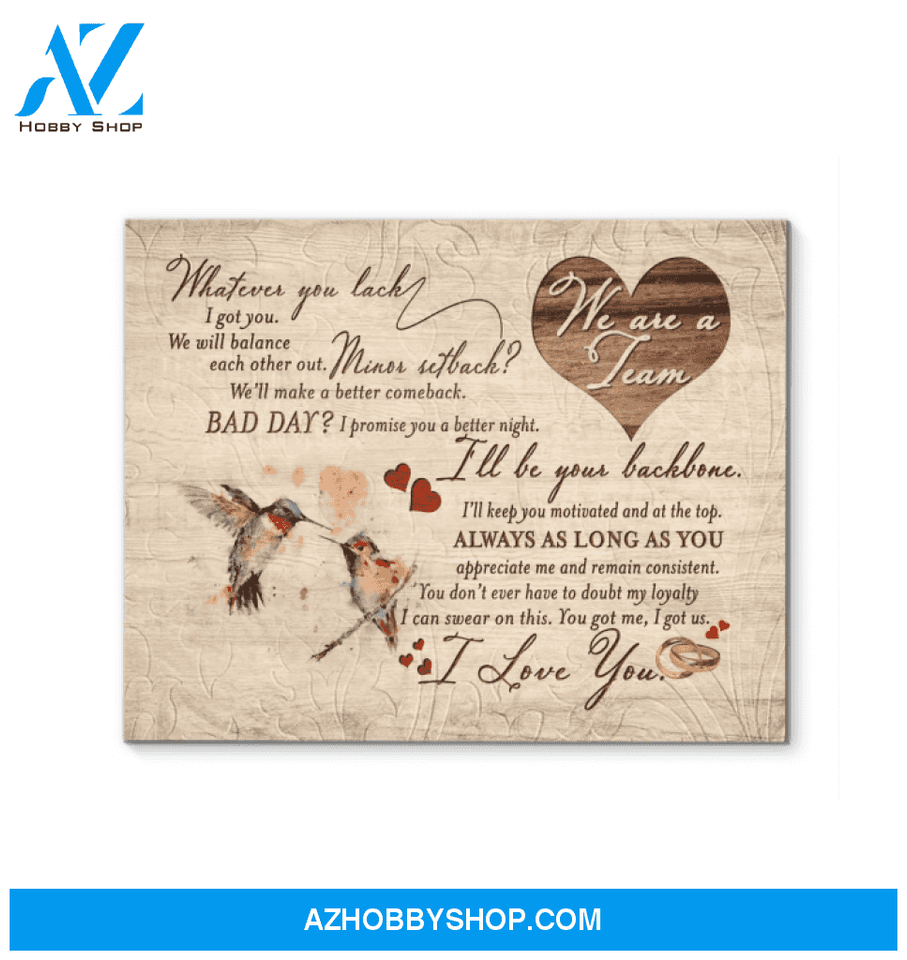 Hummingbird - We Are A Team - Canvas Wall Art