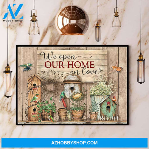 Hummingbird We Open Our Home In Love Canvas And Poster, Wall Decor Visual Art