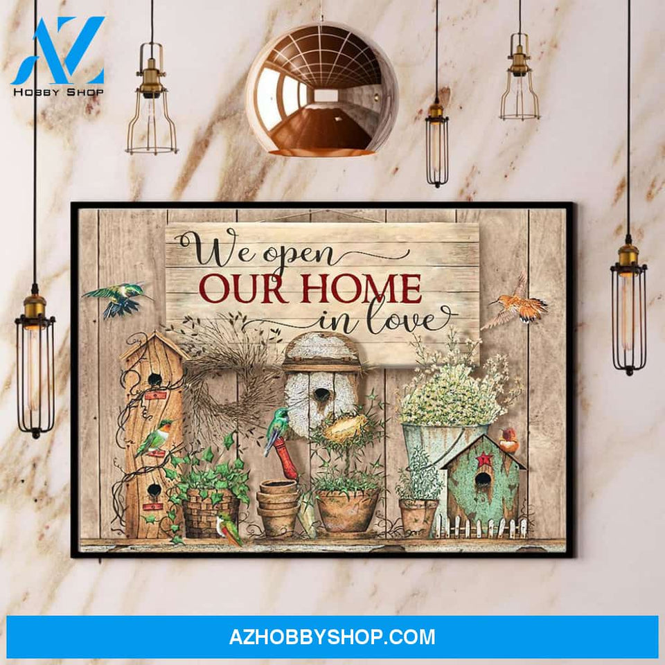 Hummingbird We Open Our Home In Love Canvas And Poster, Wall Decor Visual Art