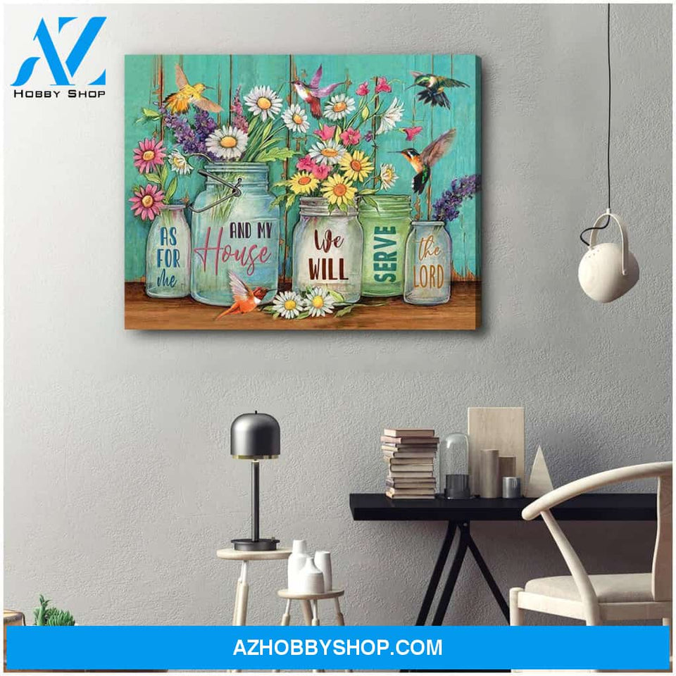 Hummingbird We Will Serve The Lord Canvas Wall Art